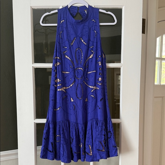 Free People Dresses & Skirts - Free People purple/Royal Blue Sleeveless Cutout Embroidered Dress